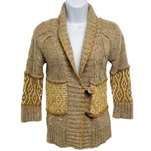Buckle BKE Cable Knit Chunky Button Shawl Collar Wool Cardigan Sweater Top